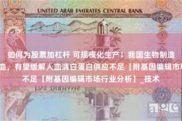 如何为股票加杠杆 可规模化生产！我国生物制造企业开始用稻米造血，有望缓解人血清白蛋白供应不足【附基因编辑市场行业分析】_技术