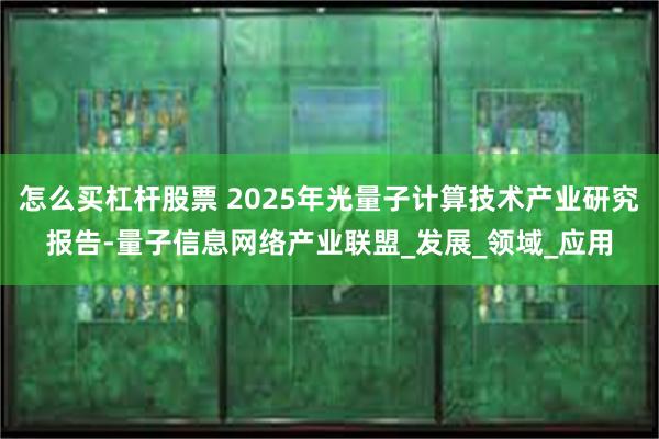 怎么买杠杆股票 2025年光量子计算技术产业研究报告-量子信息网络产业联盟_发展_领域_应用