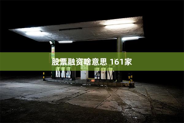 股票融资啥意思 161家