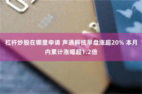 杠杆炒股在哪里申请 声通科技早盘涨超20% 本月内累计涨幅超1.2倍