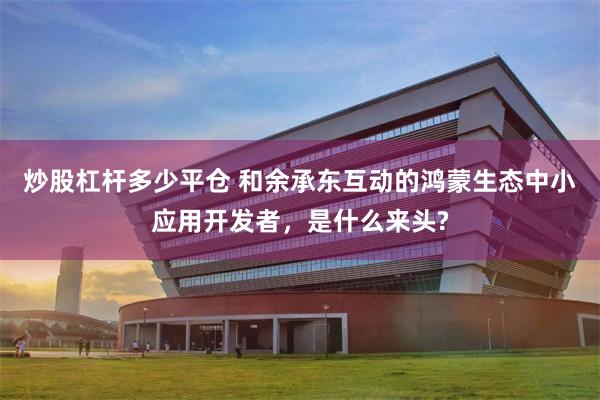 炒股杠杆多少平仓 和余承东互动的鸿蒙生态中小应用开发者，是什么来头?
