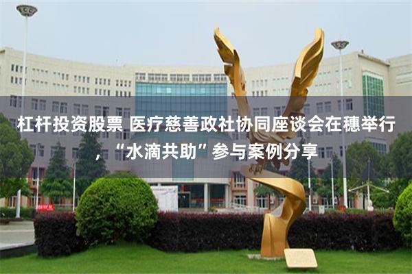 杠杆投资股票 医疗慈善政社协同座谈会在穗举行，“水滴共助”参与案例分享