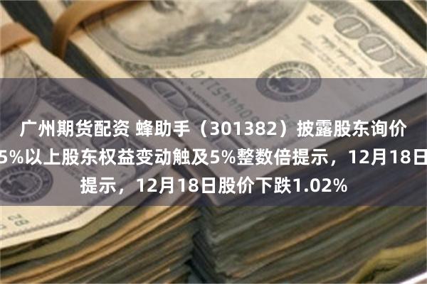 广州期货配资 蜂助手（301382）披露股东询价转让结果暨持股5%以上股东权益变动触及5%整数倍提示，12月18日股价下跌1.02%