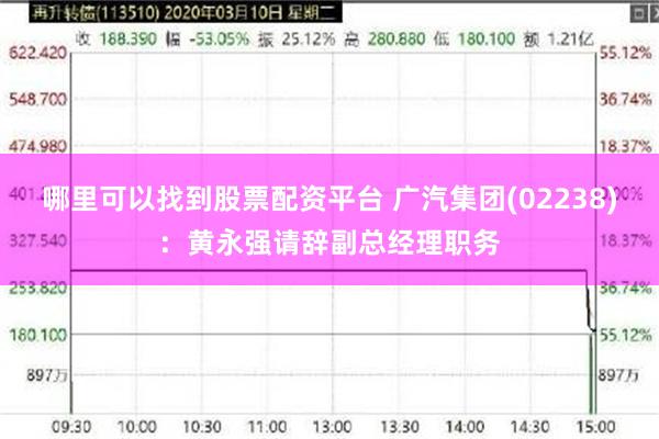 哪里可以找到股票配资平台 广汽集团(02238)：黄永强请辞副总经理职务