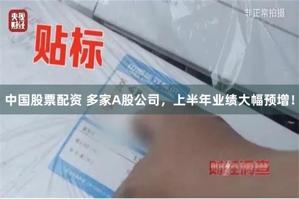 中国股票配资 多家A股公司，上半年业绩大幅预增！