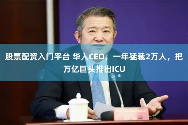 股票配资入门平台 华人CEO,一年猛裁2万人,把万亿巨头推出ICU