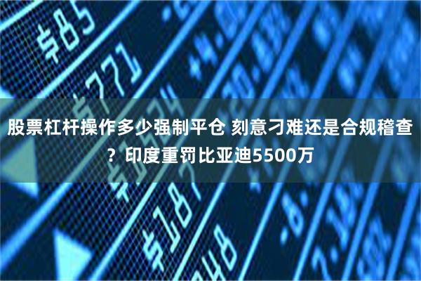 股票杠杆操作多少强制平仓 刻意刁难还是合规稽查？印度重罚比亚迪5500万