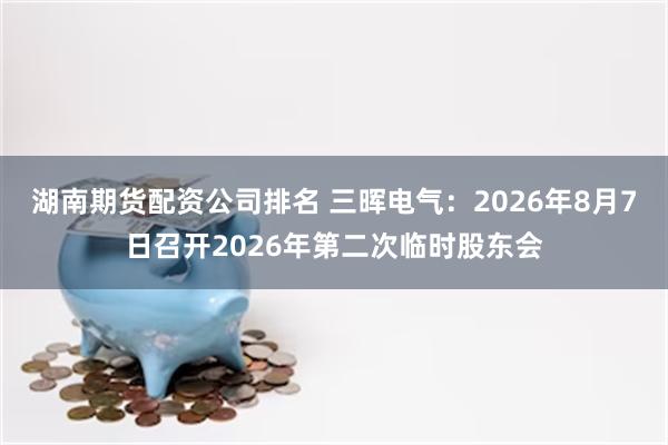 湖南期货配资公司排名 三晖电气：2026年8月7日召开2026年第二次临时股东会