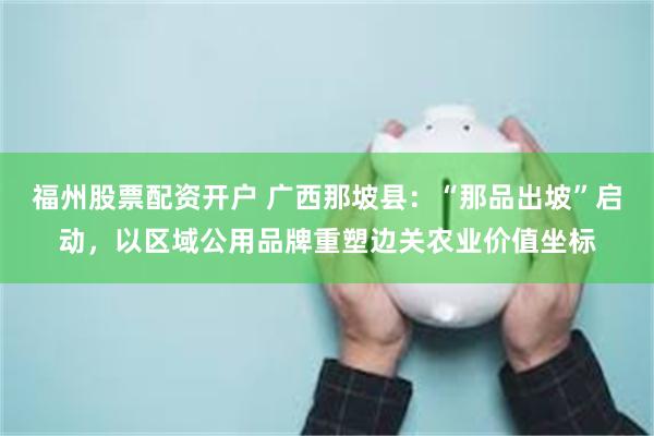 福州股票配资开户 广西那坡县：“那品出坡”启动，以区域公用品牌重塑边关农业价值坐标