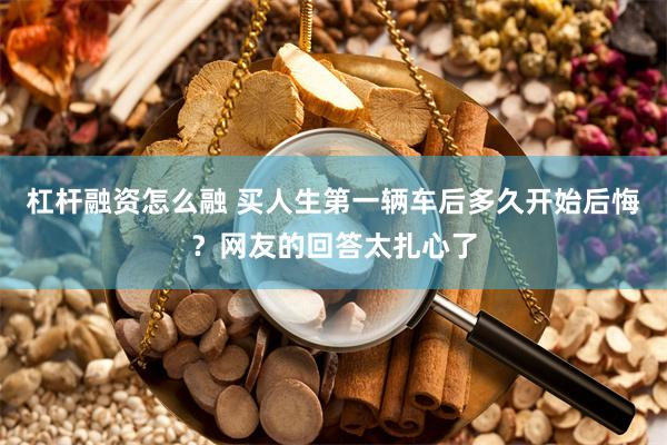 杠杆融资怎么融 买人生第一辆车后多久开始后悔？网友的回答太扎心了