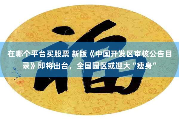 在哪个平台买股票 新版《中国开发区审核公告目录》即将出台，全国园区或迎大“瘦身”