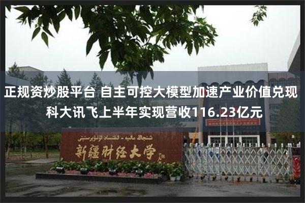 正规资炒股平台 自主可控大模型加速产业价值兑现  科大讯飞上半年实现营收116.23亿元