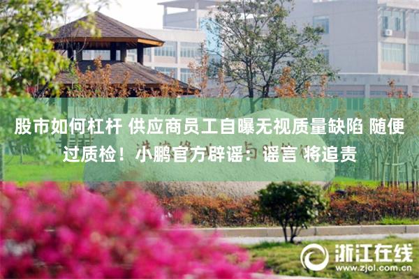 股市如何杠杆 供应商员工自曝无视质量缺陷 随便过质检！小鹏官方辟谣：谣言 将追责